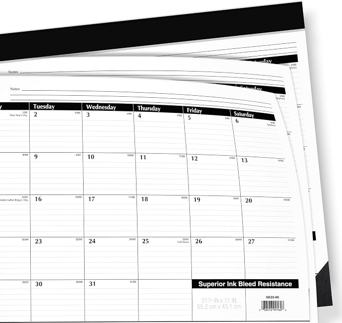 AT-A-GLANCE 2026 Desk Calendar, Monthly, Desk Pad, 21-3/4" x 17", Standard (SK220026)