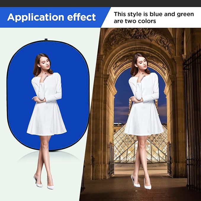 5x7ft Chromakey Blue/Grey Backdrop with Stand,2-in-1 Foldable Pop-Up Backdrop Double Sided Collapsible Backdrop with Support Stand for Photo and Video Shooting,Gaming (Gray & Blue)