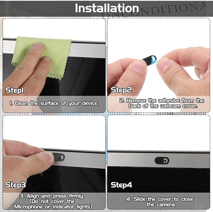 50PCS Webcam Cover Slide, 0.023 Inch Ultra-Thin Universal Web Camera Cover for Laptop, Computer, Phone–Secure Privacy with Smooth-Sliding Camera Cover(Black+White)