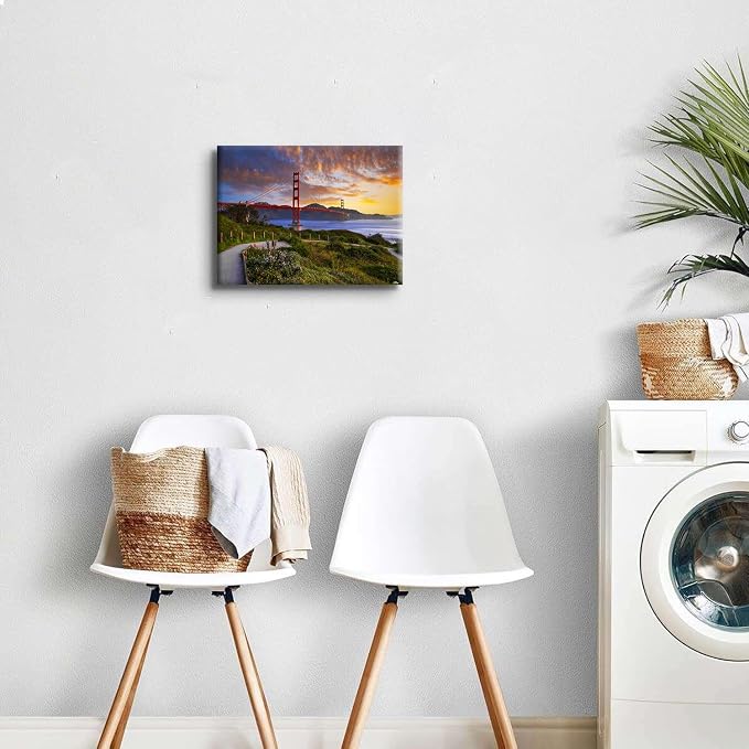 Golden Gate Bridge Canvas Wall Art for Living Room San Francisco City Skyline Pictures Wall Decor Modern Urban Landmark Photography Photo Posters Prints Artwork Home Decoration 12x16" Ready to Hang