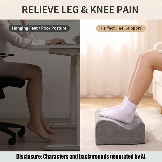 Foot Rest for Under Desk at Work,At Work Soft Ergonomic Footrest,Support Foot Pillow,Heel Chair,Leg Elevation Pillow(Dark Gray)