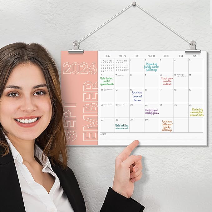 KONVINIT Large Desk Calendar 2026-2027, 20 Months Desk Calendar 2026-11"×17" - Runs From May 2026 Until December 2027, 2026 Desktop Calendar for School, Home & Office Supplies, Morandi