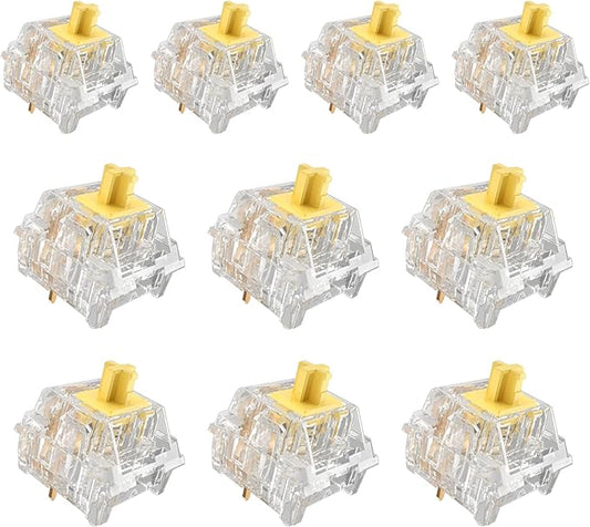 ZhouWang Crystal Yellow Switch 3 Pin 50gf Pre-Lubricated,Dustproof Linear Switch,Suitable for RGB,Mechanical Gaming Keyboards、MX Mechanical Keyboard(108PCS)