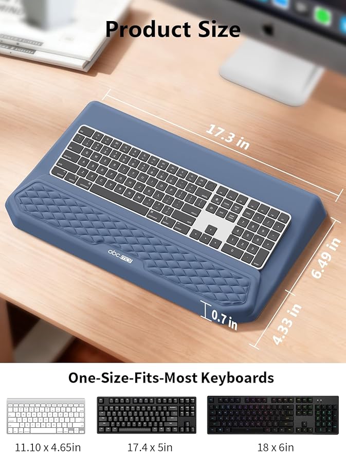 2-in-1 Ergonomic Keyboard Stand with Wrist Rest, Comfy Keyboard Riser Holder with Massage Design, Blue
