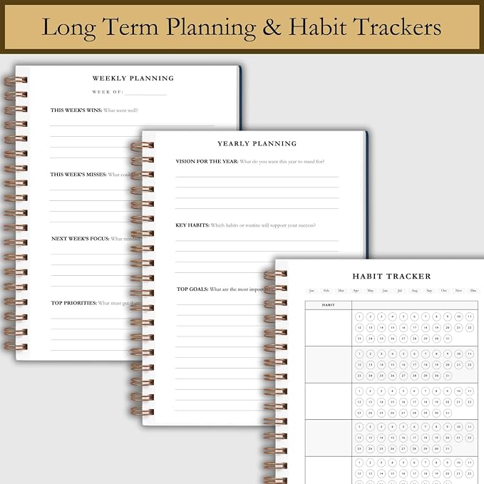 Undated Daily Planner - Time Blocking Planner & ADHD Planner. To Do List, Hourly Schedule, Daily and Monthly Agenda. Time Management & Productivity Planner. Spiral Hardcover Notebook. A4.