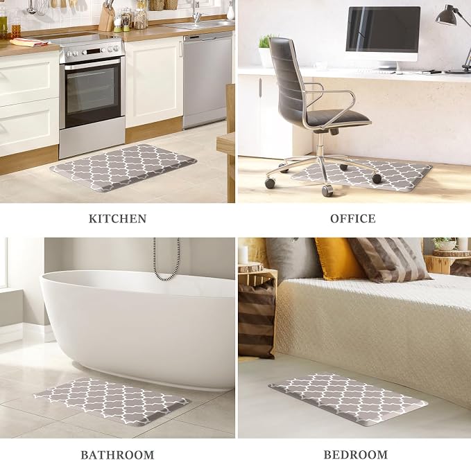 WISELIFE Kitchen Runner Rugs Anti-Fatigue mats,17.3"x 28",Non Slip Waterproof Ergonomic Comfort Mat for Kitchen, Floor Home, Office, Sink, Laundry,Khaki