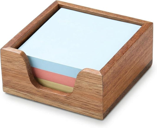 Wooden Sticky Note Holder for 3 x 3 Notes, Sticky Note Dispenser for Desk, Modern Post It Note Holder, Office Desk Organizer Accessories for Workspace