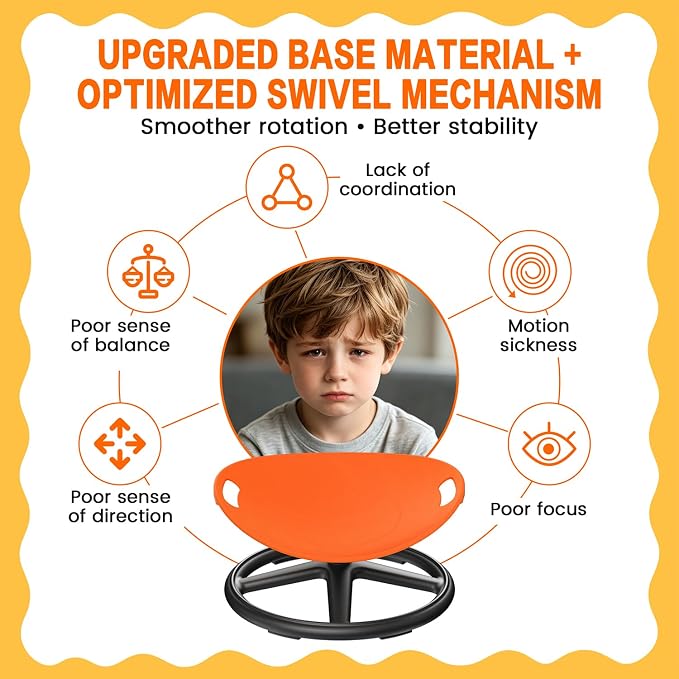 Spinning Chair for Autistic Kids Upgrade Handle Sensory Spinning Chair, 360° Silent Swivel Chair for Kids, Sensory Chair for ADHD Kids for Home & Classroom