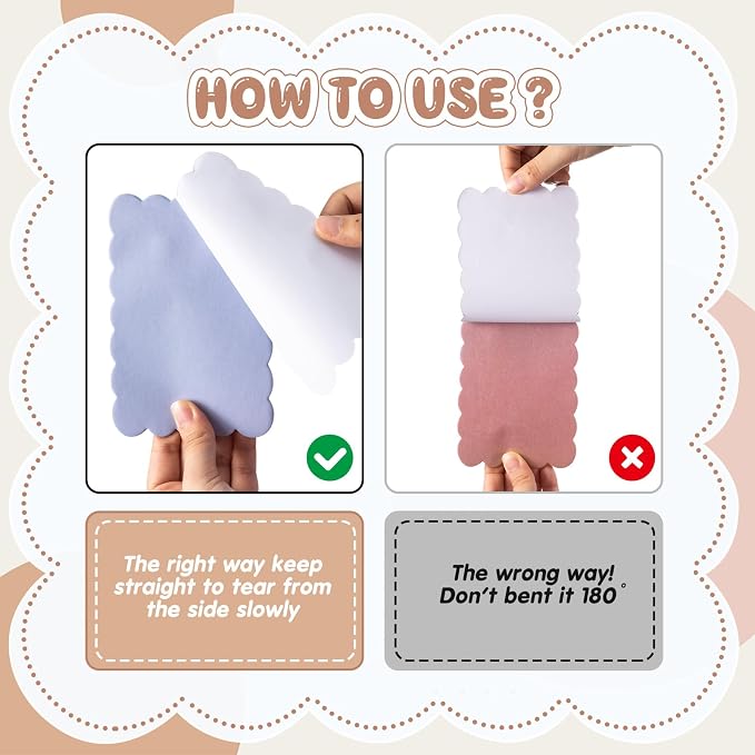 Eaasty 8 Pack Scalloped Sticky Notes Cute Adhesive Memo Pads Vintage Colors Aesthetic Unlined Self Stick Note Pads 4" x 6" Pretty Wavy Sticky Notes Bulk 240 Sheets for School Office Supplies