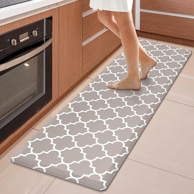 WISELIFE Kitchen Runner Rugs Anti-Fatigue mats,17.3"x 60",Non Slip Waterproof Ergonomic Comfort Mat for Kitchen, Floor Home, Office, Sink, Laundry,Khaki