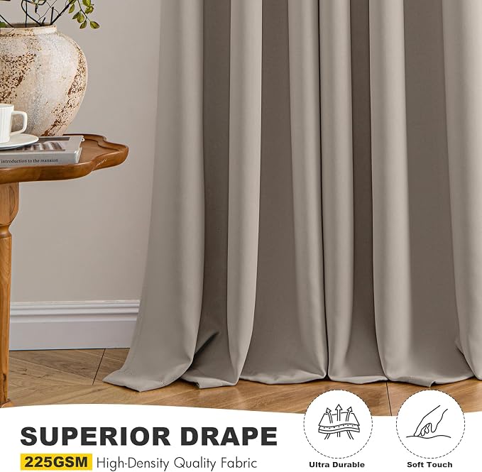 MIULEE Blackout Curtains for Bedroom Living Room 2 Panels, Thermal Insulated Room Darkening Drapes Grommet Noise Reducing Light Blocking Window Treatments 72 Inches Long 40x72 Inch Stone