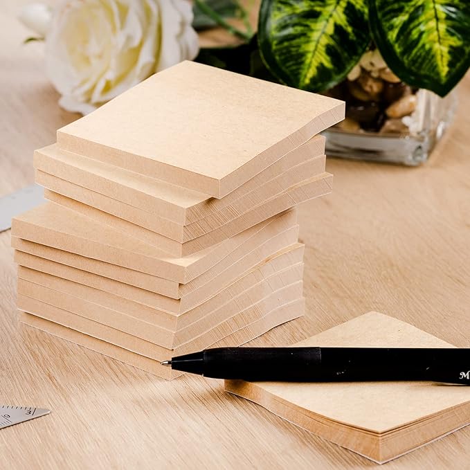 Mr. Pen- Kraft Sticky Notes, 3”x3”, 12 Pads, Self-Stick Note Pads, Brown, Craft Paper 3x3 Sticky Notes, Stocky Notes for Bible Journaling