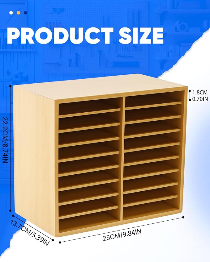 UCEC 126 Compact Bamboo Marker Holder with 18 Slots for Office Home | Space-Saving Desk Stationery Storage Sorter, Colored Pencils Gel Pens, Aesthetic Office Supplies Organizer for Pencils