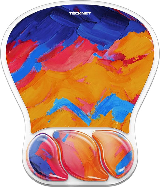 TECKNET Gel Ergonomic Mouse Pad, Mouse Pad with Wrist Rest, Oil Painting | Gel Wrist Support for Relieve Wrist Pain Comfortably, Non-Slip Base & Waterproof Surface for Office, Gaming, Study Comfort
