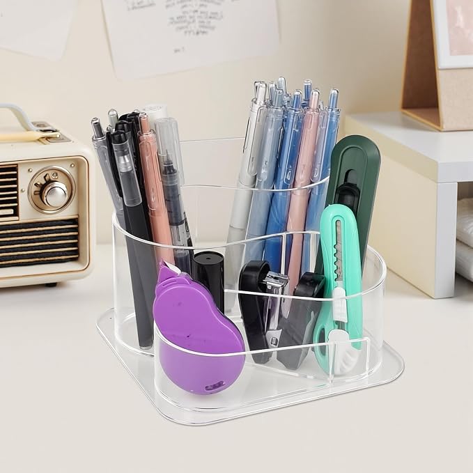 Pencil Holder, Aesthetic Desk Pen & Makeup Brush Organizer, Decorative Desk Organizer Storage for Home, School, Office