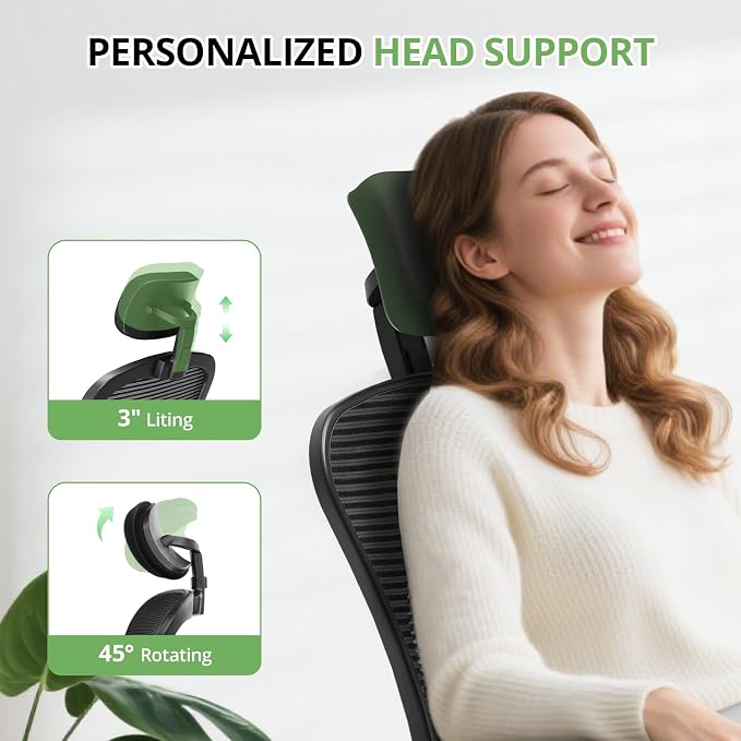 Office Chair Ergonomic Desk Chair, 330LBS Capacity, High Back Computer Chair for Long Hours Comfortable, Rolling Swivel Executive Task Chair for Home Office with Flip-up Armrests, Black Black-Chrome