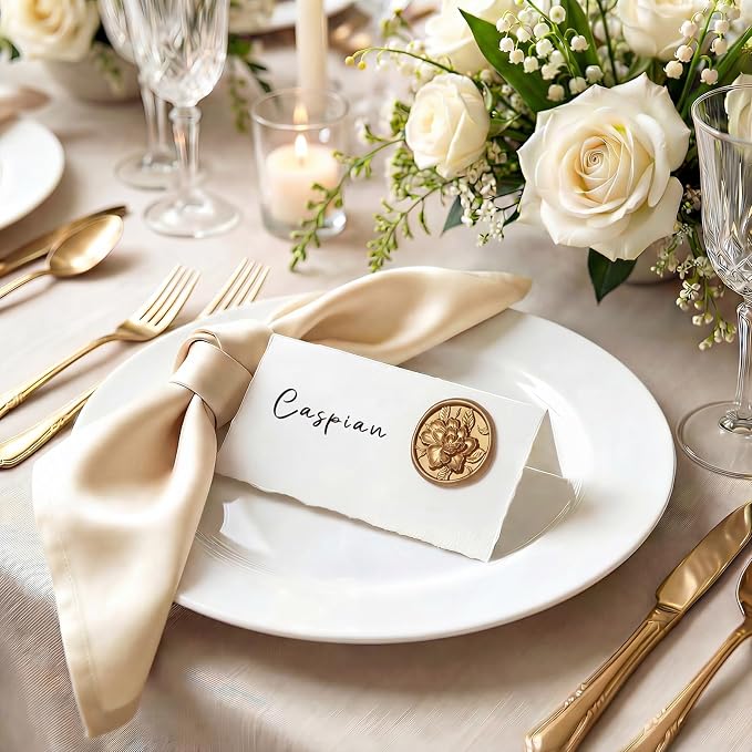 UNIQOOO Wax Seal Stickers - 3D Vintage Floral Wedding Invitation Envelope Botanical Seal Stickers, 50 Pcs Self- Adhesive Antique Gold Flower Stickers, Perfect for Invitation, Gift Wrapping, Party