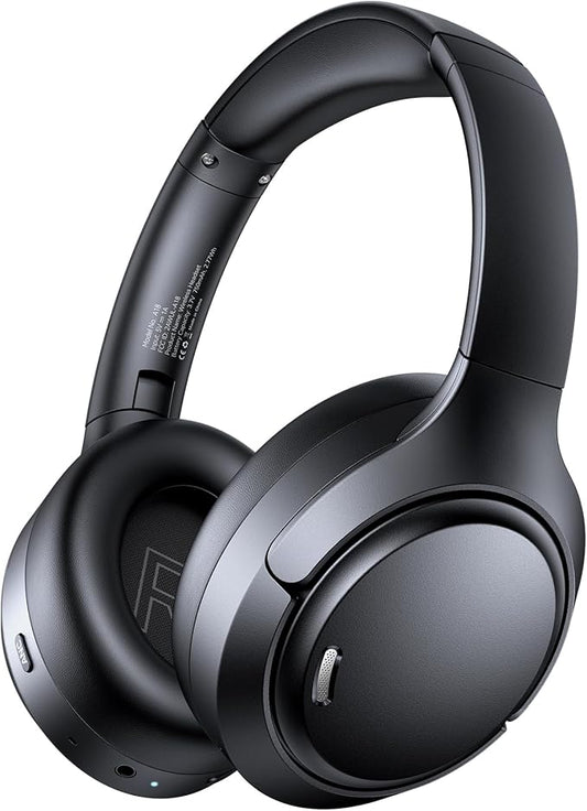 Hybrid Active Noise Cancelling Bluetooth 6.0 Headphones 120H Long Playtime, 6 ENC Mic, Over Ear Headphones Wireless, Hi-Res Audio, Memory Foam Earcup, Transparency Mode ANC Headphone for Travel Office