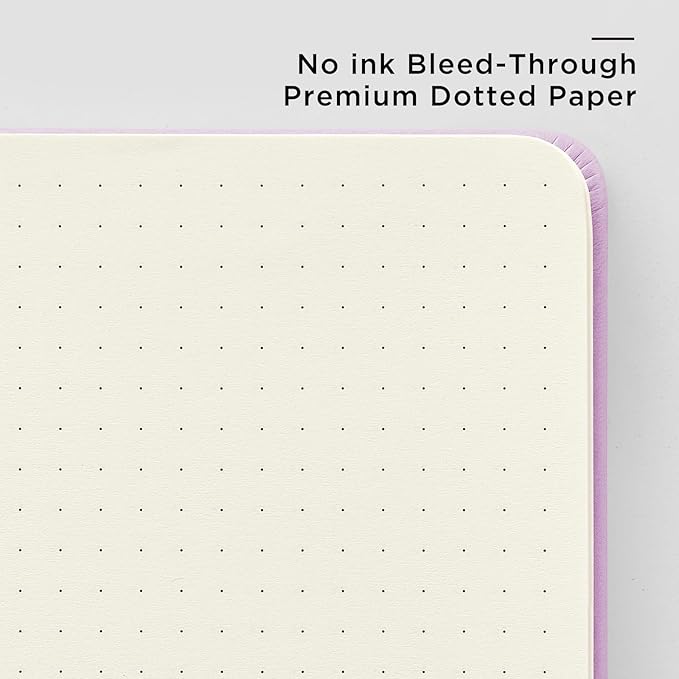 &And Per Se Dotted Journal and Pen Set, A5 Leather Hardcover Dotted Notebook, 160 Pages 100GSM Thick Paper Dot Grid Journal with Fineliner Pen (Purple)