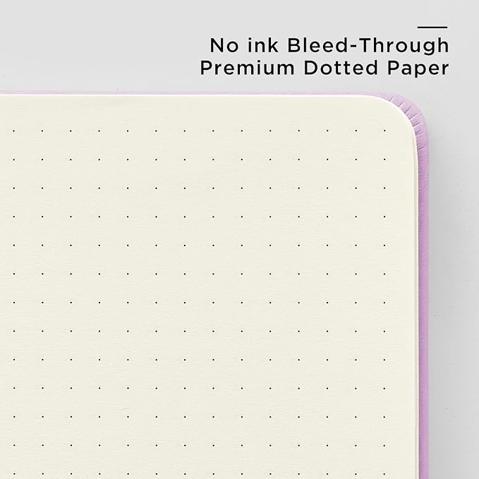 &And Per Se Dotted Journal Notebook, A5 Hardcover Aesthetic Dotted Notebook – 160 Pages 100gsm Thick Dot Grid Paper, 3 Sticker Sheets – Gift-Ready Journaling Kit for Women (Lavender Grove)
