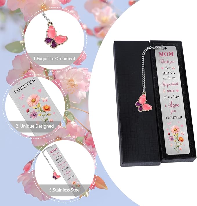 Mom Bookmark with Pen Gifts - Inspirational Mom Gifts for Mama Mother Stepmom, Encouraging Appreciation Mothers Day Retirement Thanksgiving Christmas Birthday Present from Daughter Son