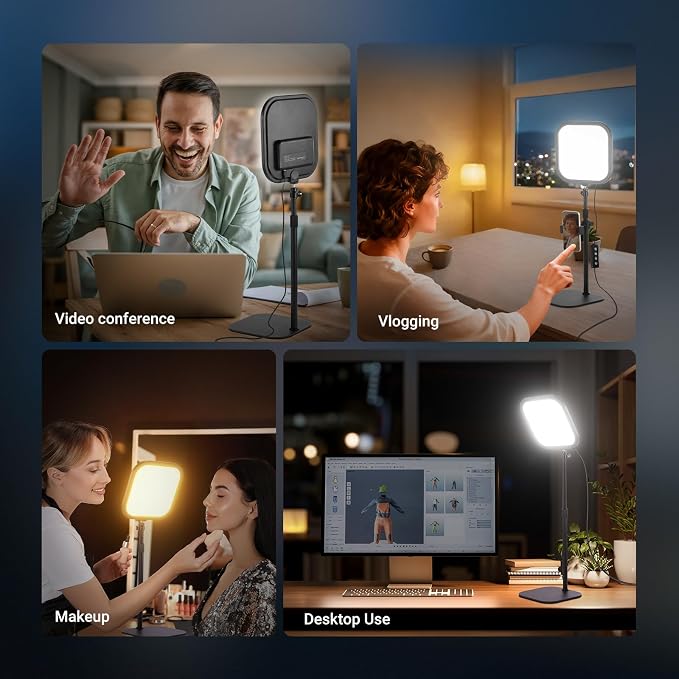 NEEWER Basics 10.8" Video Conference Lighting, 15W Bi Color Edge Lit Full Screen CRI95+ Ring Light with Desk Stand & Phone Holder for Webcam Meeting Streaming Computer Laptop Zoom Calls