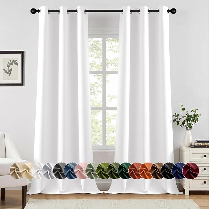 MIULEE Blackout Curtains for Bedroom Living Room 2 Panels, Thermal Insulated Room Darkening Drapes Grommet Noise Reducing Light Blocking Window Treatments 90 Inches Long 40x90 Inch Pure White