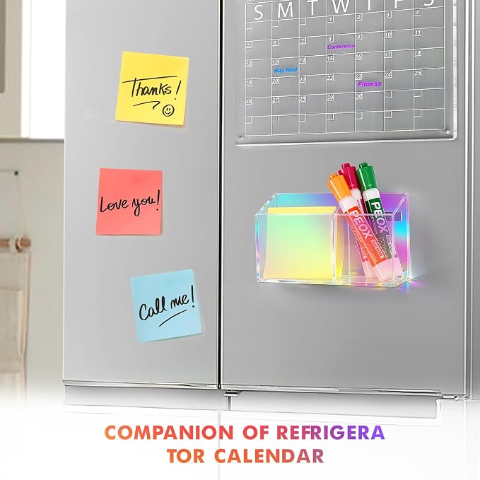 BEYGORM Magnetic Dry Erase Marker Holder for Whiteboard,Non-slip Acrylic Magnet Pen Holder for Fridge Refrigerator,Locker Organizer for Work,Locker Accessories,Pencil Cup for Desk(Colorful)