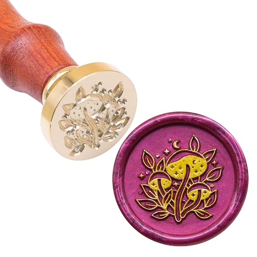 SWANGSA Mushroom Wax Seal Stamp Kit with 200pcs Sealing Wax Beads, Great for Embellishment of Invitations, Wine Packages, Gift Idea
