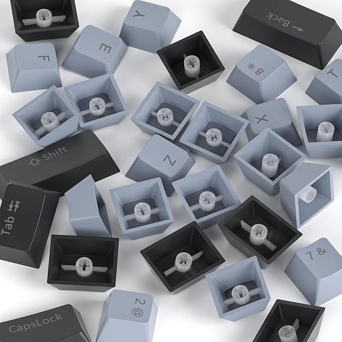 Guffercty kred 61-Keys PBT 60% Keycaps 60 Percent Shine-Through OEM Profile Keycaps Backlit US Layout for 60% Mechanical Keyboard (61 Grey Black)