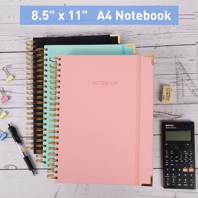 Spiral Notebook, Dotted Journal Notebook, 8.5" x 11", 300 Page Hardcover Large Dot Grid Notebook Journal for Bullet, Thick Paper Fights Ink Bleed, A4 Leather Journal for Women Men, Teal