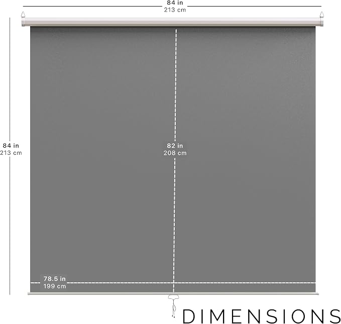 【Wider Style】 KHOMO Gear Grey Screen 84 x 84 inch – Extra Large Pull Down Backdrop – Portable Collapsible Roll Down Projector Screen – Gray Screen for Video, Streaming, and Photography