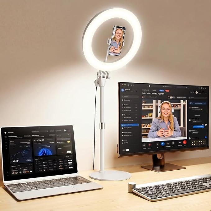 Ring Light with Stand, Zoom Lighting for Computer Video Conference, Video Calls, Home Office, Lighting for Video Recording