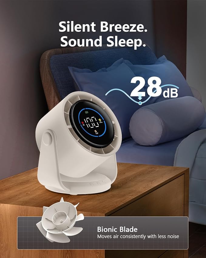 Desk Fans, Portable Turbo Fan Ultra Quiet Table Fan Digital Display Rechargeable USB 105°Tilt 100 Speeds Wall-Mounted Design Portable Fans for Home Office Kitchen Travel Camping
