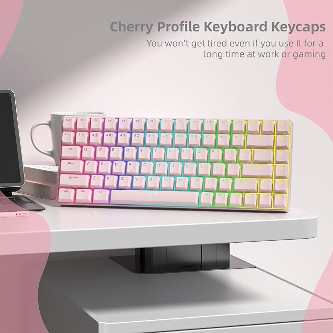 Womier PBT Shine Through Keycaps, Cherry Profile Pink Keyboard Key caps, Cherry Profile Custom Keycaps124-key Double Shot Set for 60% 65% 75% 100% Cherry Gateron MX Mechanical Keyboards