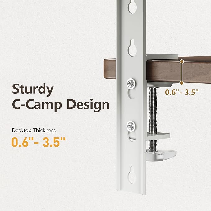 3 in 1 Clamp-on Desk Extender Shelf, 15.7×7.5 Inch, White | Adjustable Desk Riser for Monitor & Keyboard, Heavy-Duty Side/Top Desk Organizer Shelf, Desktop Storage for Office Supplies