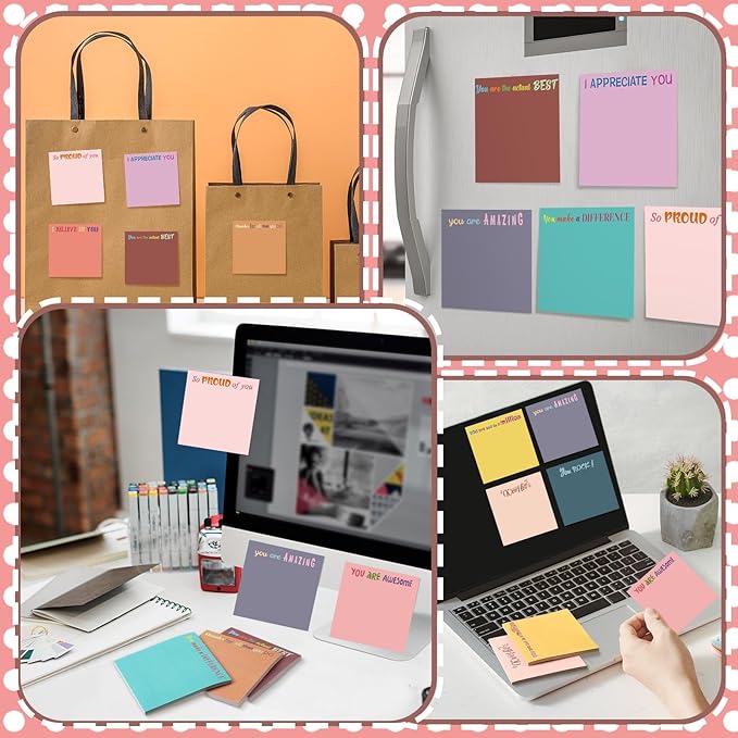 Yinder 24 Pcs Inspirational Sticky Notes Thank You Gift Motivational Sticky Note Pad Employee Appreciation Gift Bulk for Staff Coworker Teacher Nurse Office Groups 3 x 3'' (Thank You,Vintage Style)