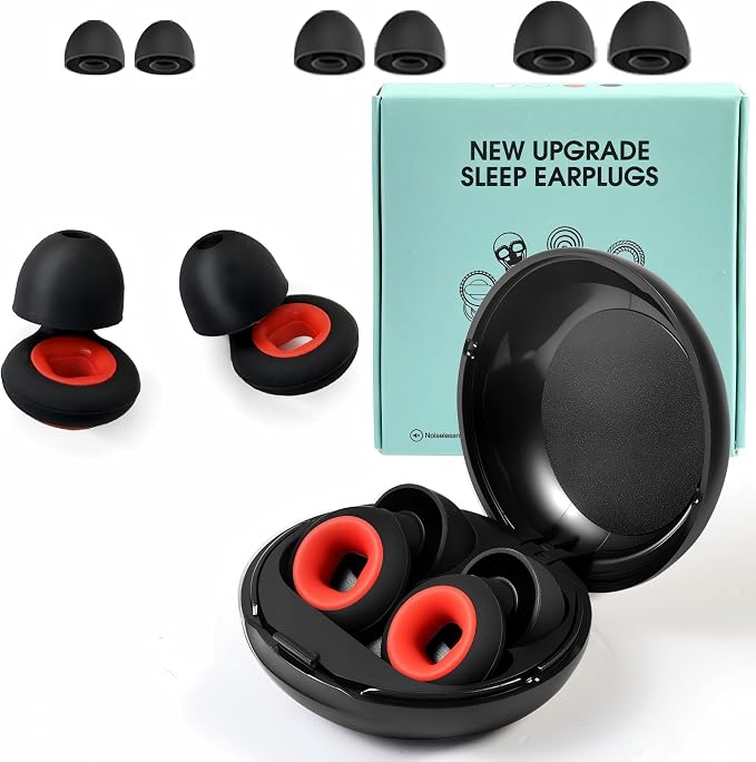 Earplugs Motorcycle.Ear Plugs for Sleeping Noise Cancelling 35dB Noise Reduction、Reusable Ear Plugs,Super Soft for Motorcycles Cycling、Sleeping、Work、Travel (Red Inner Circle)
