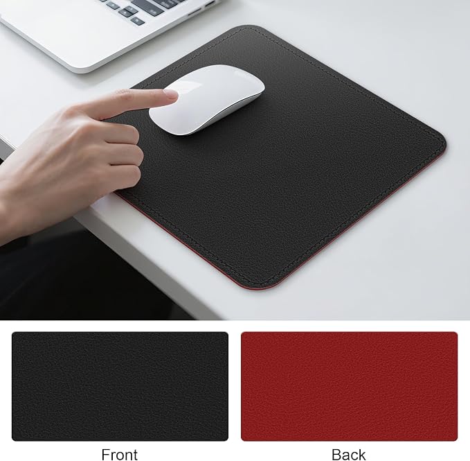 Dual Sided Leather Desk Mat - Waterproof Desk Pad - Ideal for Large Mouse Pad and Desk Mats on Top of Desks (Black, 11"*8")