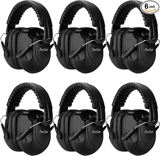ProCase NRR 28dB Noise Reduction Ear Muffs, Foldable Adjustable Passive Noise Cancelling Headphones for Adults Kids Autism, Hearing Protection for Shooting, Construction, Mowing- Packs, Black
