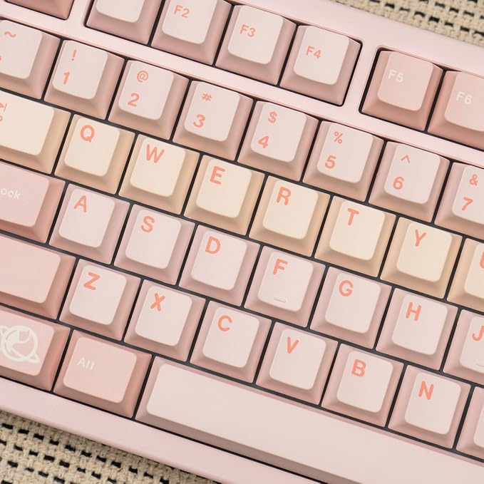 Pink PBT Keycaps, Minimalist Cute Keycaps 65 Percent, 151 Keys Custom Cherry Profile Keycap Set, Dye-Sublimation Aesthetic Key Caps for 61/64/68/84/87/100/104/108 Cherry MX Mechanical Keyboard