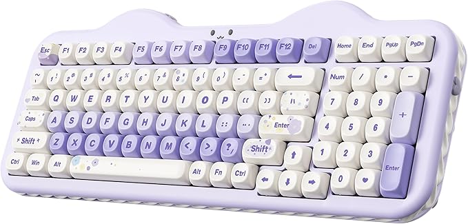 YUNZII C98 Wireless Mechanical Keyboard with Number Pad,99 Key BT5.0/2.4G/USB-C Hot Swap Gasket Mount with PBT MOA Keycaps,Custom RGB,Cute Cake Keyboard for Win/Mac (Purple, Candy Linear Switch)