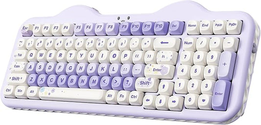 YUNZII C98 Wireless Mechanical Keyboard with Number Pad,99 Key BT5.0/2.4G/USB-C Hot Swap Gasket Mount with PBT MOA Keycaps,Custom RGB,Cute Cake Keyboard for Win/Mac (Purple, Candy Linear Switch)