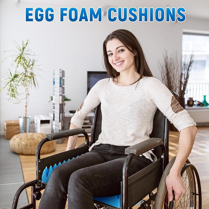 Geiserailie 1 Pcs Egg Foam Pad Eggs Chair Cushion to Relieve Back Foam Seat Cushion Chair Accessories Pad for Office Recliner Wheelchair Home Car (18 x 16 x 4 Inches Egg-Shaped,Blue)