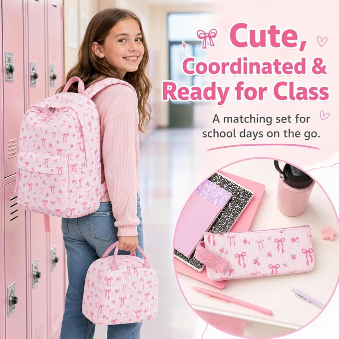 BTOOP School Backpacks for Teen Girls Bookbags Lightweight Kids Backpack School Bags Set with Lunch Box Pencil Case