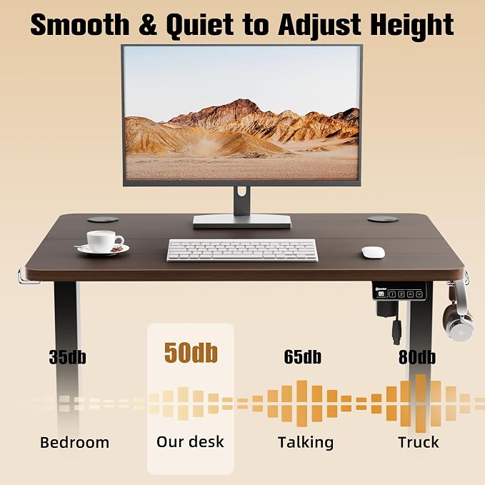 Small Standing Desk, 32"x24" Height Adjustable Sit-Stand Office, Walnut | Electric Adjustable Standing Desk, Sit to Stand Computer Office Desk with Splice Board, Memory Preset, Lifts 28.7''-46.5"