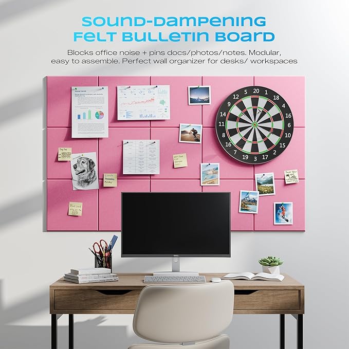 22 Pack Self-Adhesive Acoustic Panels, 12" X 12" X 0.4" High-Density Sound Proof Foam Panels for Walls, Soundproof Wall Panels for Home & Office (Pink)