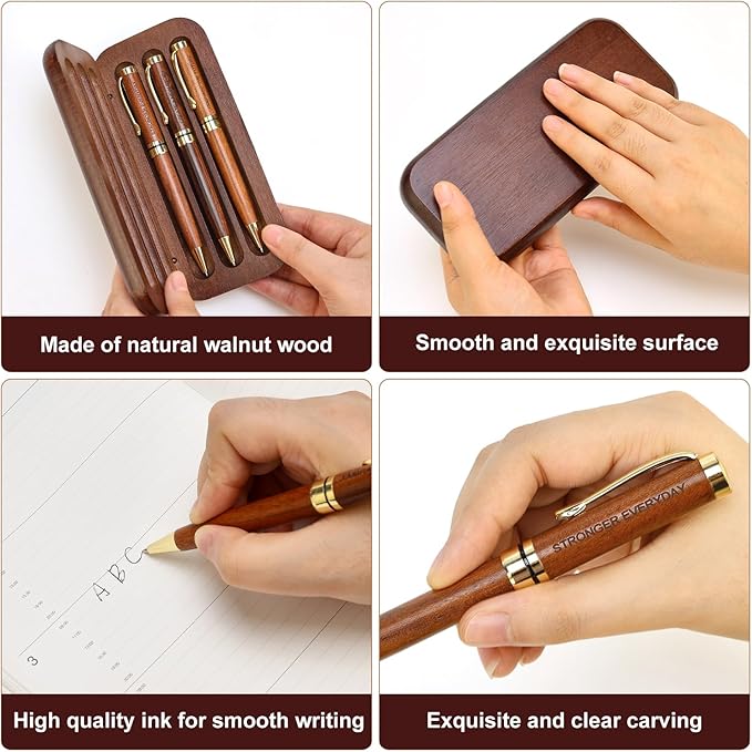 Renawe Farewell Gifts for Coworkers Leaving Job Goodbye Gift Wood Engraved Pen Set New Beginnings Gifts for Women Men Retirement Going Away Gift for Friends Moving Divorce Breakup Good Luck Pens