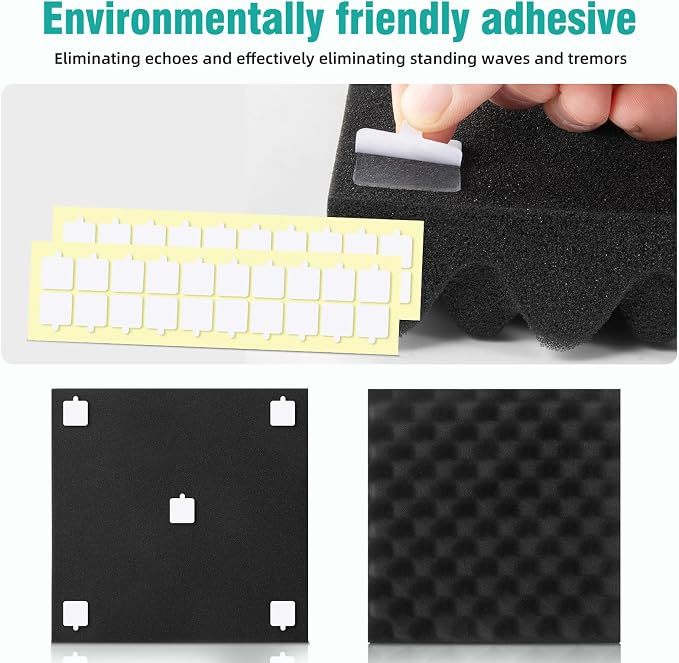 12 Pack Acoustic Panels Foam for Walls, 2"x12"x12" Sound Absorbing Panels, High Density Fire Resistant Soundproof Panels for Studio Recording (Black-12 Pack, 12"x12"x2")