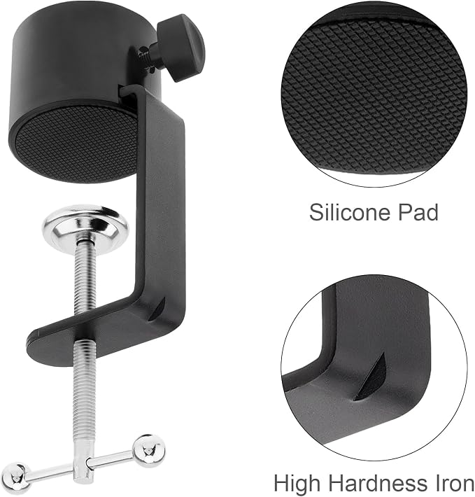 Microphone Stand Table Clamp for Microphone Suspension Boom Scissor Arm Stand Holer, 1/2" Thread Hole Cantilever Bracket Clamp Desk Lamp Clip Fittings Base DIY for Radio Studio Podcast (1)